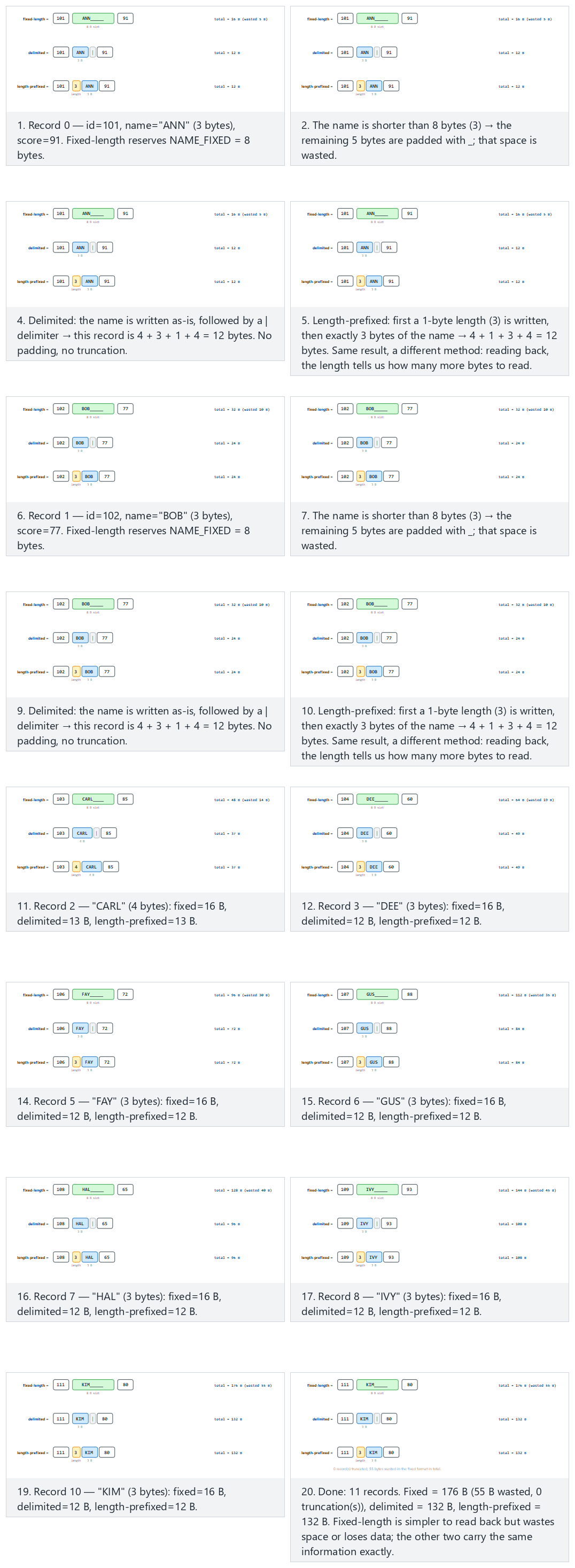Records and fields — step by step