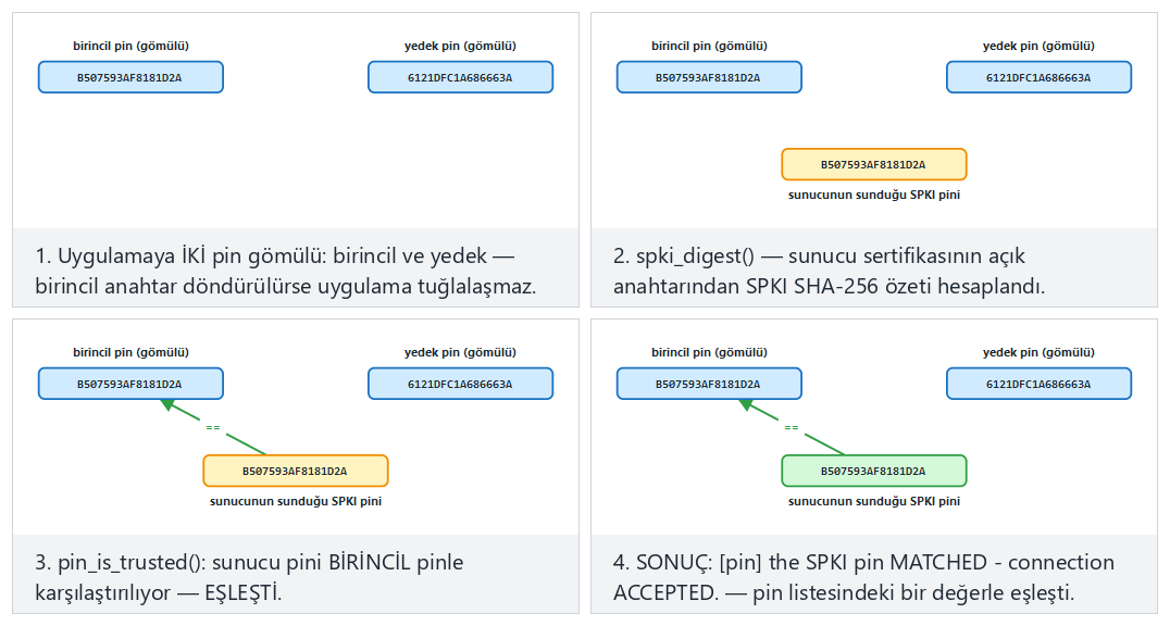 Sertifika sabitleme: birincil, yedek, uyuşmazlık — adım adım