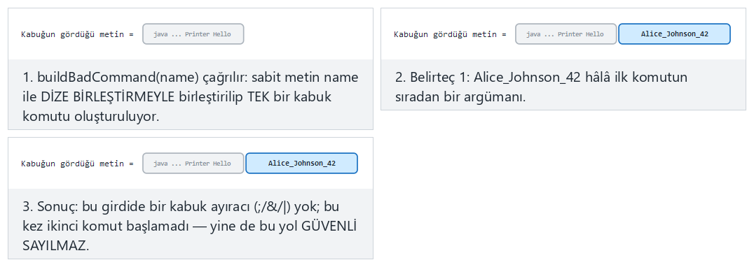 Komut enjeksiyonu: kabuk dizesi ve argv listesi — adım adım